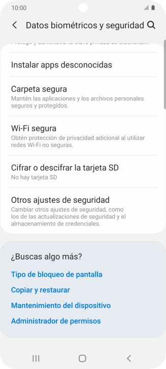 Pulsa Otros ajustes de seguridad. Pulsa Otros ajustes de seguridad.
