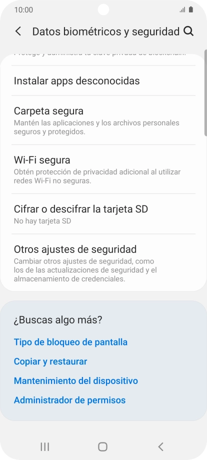 Pulsa Otros ajustes de seguridad. Pulsa Otros ajustes de seguridad.