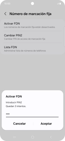 Introduce el código PIN2 y pulsa Aceptar. Introduce el código PIN2 y pulsa Aceptar.