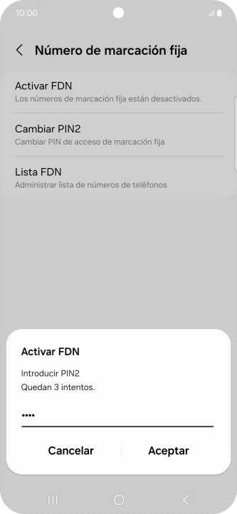 Introduce el código PIN2 y pulsa Aceptar. Introduce el código PIN2 y pulsa Aceptar.