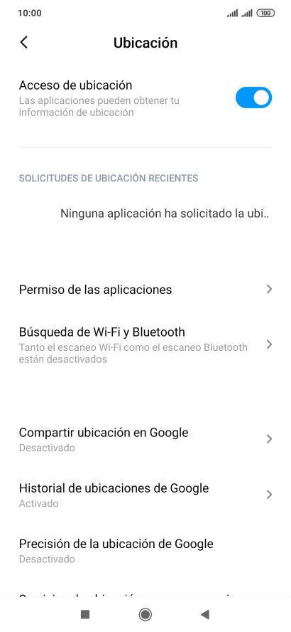 Pulsa Permiso de las aplicaciones.