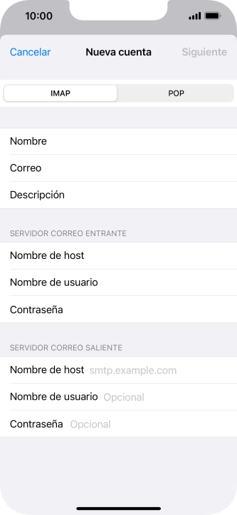 Pulsa Nombre de host e introduce smtp.vodafone.es.