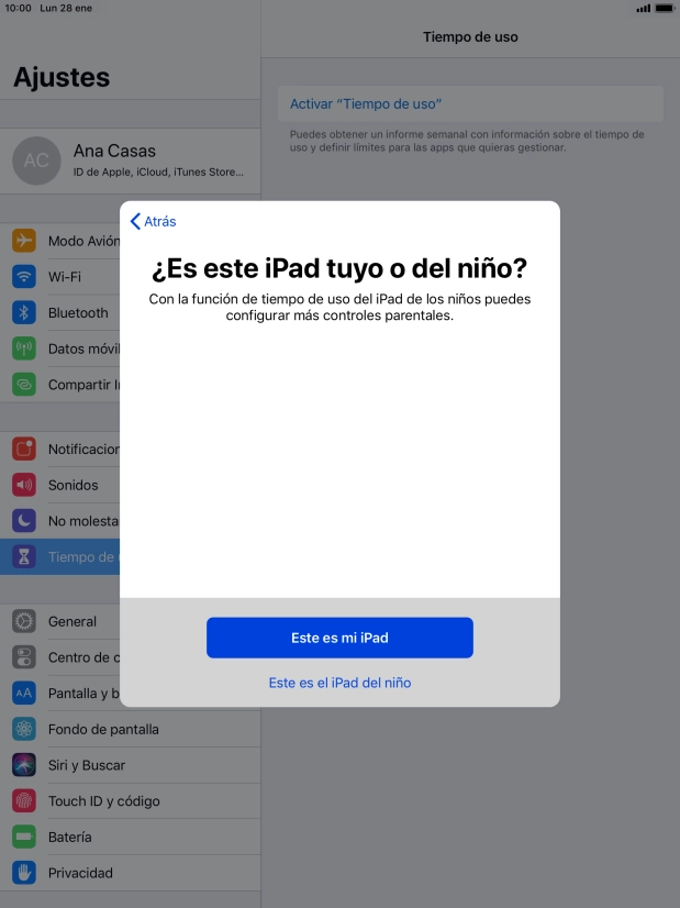 Pulsa Este es mi iPad. Pulsa Este es mi iPad.