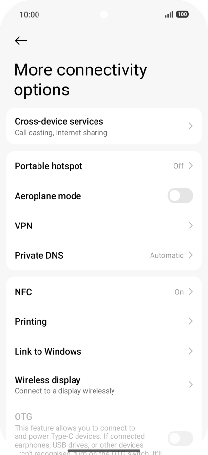 Press Portable hotspot.