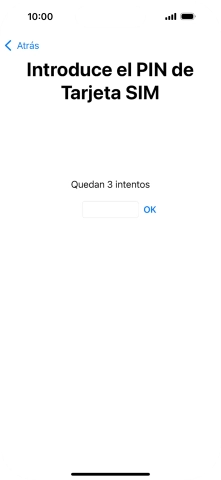 Si es necesario desbloquear la tarjeta SIM, introduce el código PIN y pulsa OK. Si es necesario desbloquear la tarjeta SIM, introduce el código PIN y pulsa OK.
