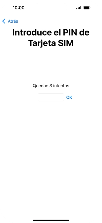 Si es necesario desbloquear la tarjeta SIM, introduce el código PIN y pulsa OK. Si es necesario desbloquear la tarjeta SIM, introduce el código PIN y pulsa OK.