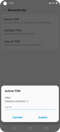 Introduce el código PIN2 y pulsa Aceptar. Introduce el código PIN2 y pulsa Aceptar.