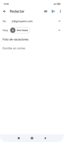 Pulsa en el campo de escritura y escribe el texto del correo electrónico. Pulsa en el campo de escritura y escribe el texto del correo electrónico.