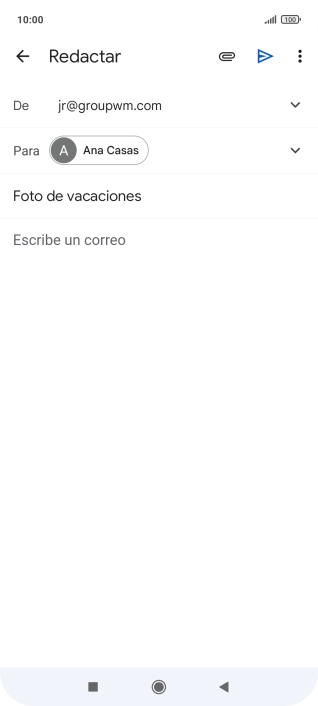 Pulsa en el campo de escritura y escribe el texto del correo electrónico. Pulsa en el campo de escritura y escribe el texto del correo electrónico.