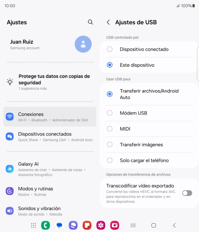 Pulsa Transferir archivos/Android Auto. Pulsa Transferir archivos/Android Auto.