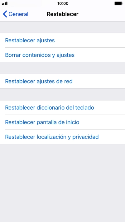 Pulsa Restablecer ajustes. Pulsa Restablecer ajustes.