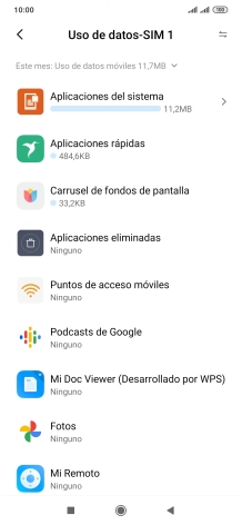 El consumo total de datos se visualiza ahora en la pantalla. El consumo total de datos se visualiza ahora en la pantalla.