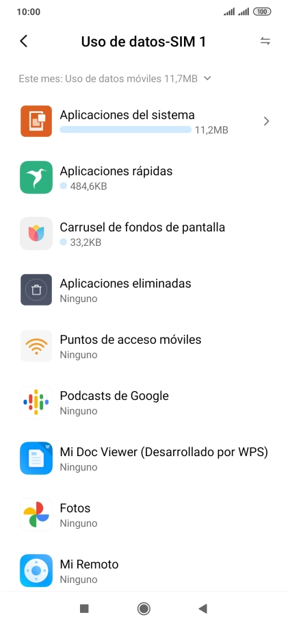 El consumo total de datos se visualiza ahora en la pantalla. El consumo total de datos se visualiza ahora en la pantalla.