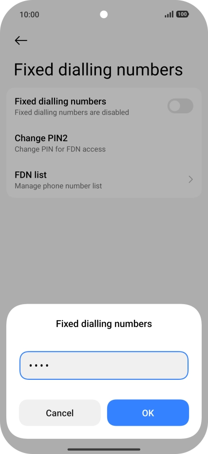 Key in your PIN2 and press OK. Key in your PIN2 and press OK.