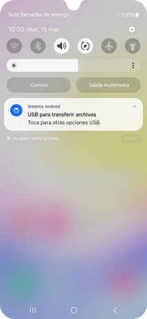 Pulsa Toca para otras opciones USB..