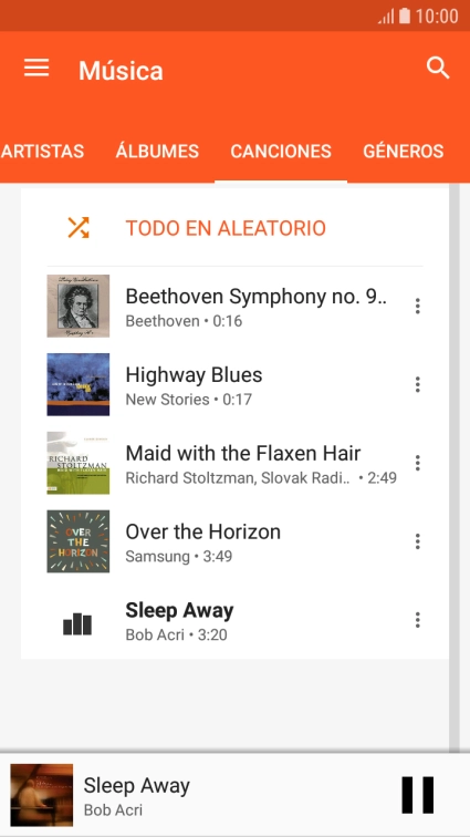 Pulsa el título de la canción en la parte inferior de la pantalla. Pulsa el título de la canción en la parte inferior de la pantalla.