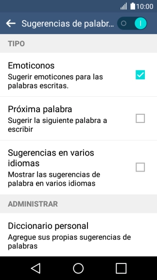 Pulsa Próxima palabra para activar la función.