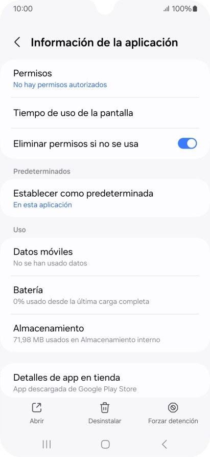 Pulsa Almacenamiento.