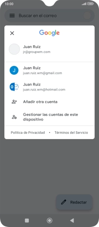 Pulsa la cuenta de correo electrónico deseada. Pulsa la cuenta de correo electrónico deseada.