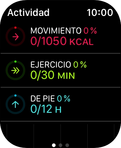 Seguir deslizando el dedo hacia arriba para ver el número de pasos, la distancia y los pisos que se ha andado. Seguir deslizando el dedo hacia arriba para ver el número de pasos, la distancia y los pisos que se ha andado.