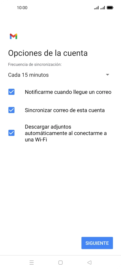 Si aparece en la pantalla esta imagen, tu cuenta de correo electrónico ha sido reconocida y configurada automáticamente. Sigue las indicaciones de la pantalla para introducir más información y terminar la configuración. Si aparece en la pantalla esta imagen, tu cuenta de correo electrónico ha sido reconocida y configurada automáticamente. Sigue las indicaciones de la pantalla para introducir más información y terminar la configuración.