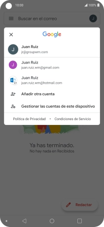 Pulsa la cuenta de correo electrónico deseada. Pulsa la cuenta de correo electrónico deseada.