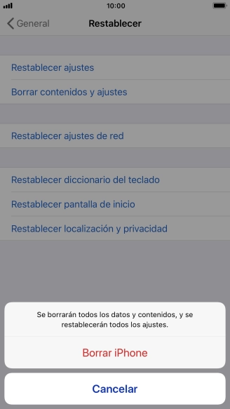 Pulsa Borrar iPhone. Pulsa Borrar iPhone.
