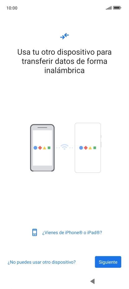 Sigue las indicaciones de la pantalla para transferir contenido desde otro teléfono. Sigue las indicaciones de la pantalla para transferir contenido desde otro teléfono.