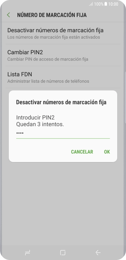 Introduce el código PIN2 y pulsa OK. Introduce el código PIN2 y pulsa OK.