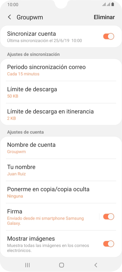 Pulsa Nombre de cuenta. Pulsa Nombre de cuenta.