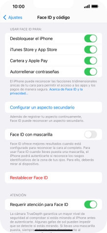 Pulsa  el indicador junto a los ajustes deseados para activarlos o desactivarlos.
