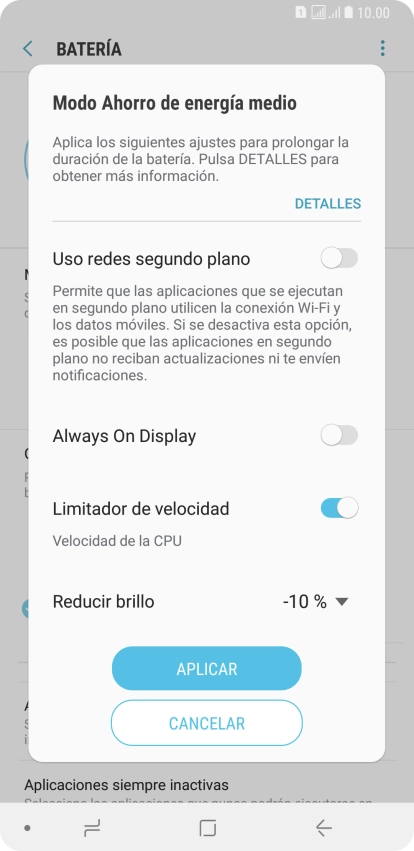 Pulsa APLICAR para activar la función. Pulsa APLICAR para activar la función.