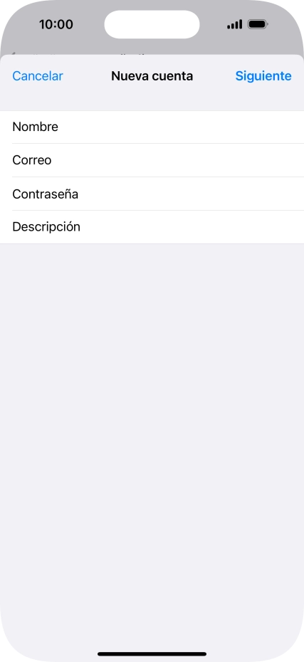 Pulsa Descripción e introduce el nombre de la cuenta de correo electrónico.