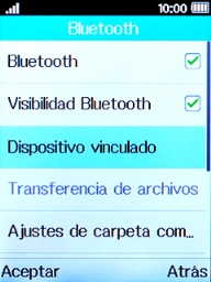 Pulsa Visibilidad Bluetooth para activar o desactivar la visibilidad por Bluetooth. Pulsa Visibilidad Bluetooth para activar o desactivar la visibilidad por Bluetooth.