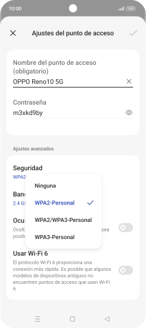 Pulsa WPA3-Personal para proteger la conexión wifi con una contraseña. Pulsa WPA3-Personal para proteger la conexión wifi con una contraseña.