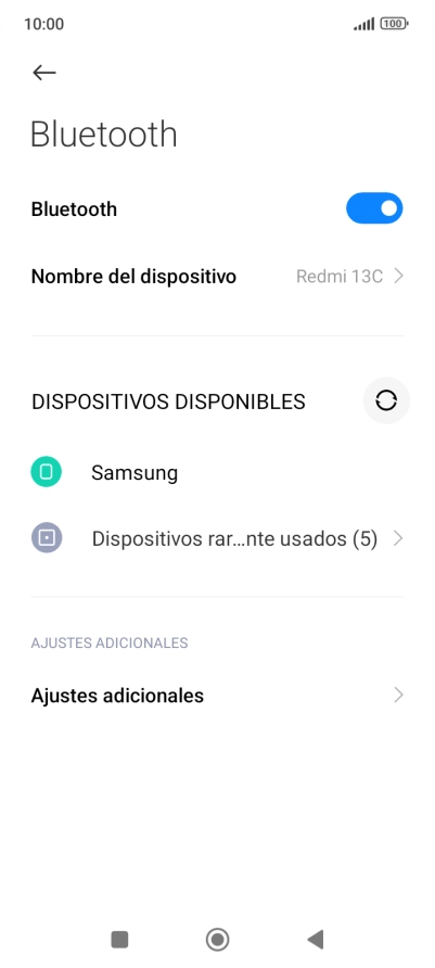Pulsa el dispositivo Bluetooth deseado y sigue las indicaciones de la pantalla para vincular el dispositivo al teléfono. Pulsa el dispositivo Bluetooth deseado y sigue las indicaciones de la pantalla para vincular el dispositivo al teléfono.