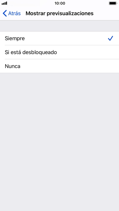 Para seleccionar la vista previa de las notificaciones en la pantalla de bloqueo, pulsa Siempre. Para seleccionar la vista previa de las notificaciones en la pantalla de bloqueo, pulsa Siempre.
