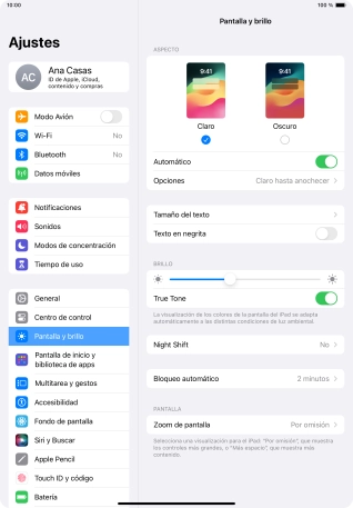 Si activas la función, pulsa Opciones y sigue las indicaciones de la pantalla para seleccionar el período de tiempo que debe durar el Modo Oscuro. Si activas la función, pulsa Opciones y sigue las indicaciones de la pantalla para seleccionar el período de tiempo que debe durar el Modo Oscuro.