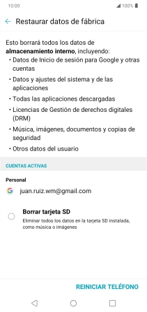 Pulsa REINICIAR TELÉFONO. Pulsa REINICIAR TELÉFONO.