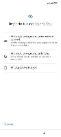 Pulsa la opción deseada y sigue las indicaciones de la pantalla para transferir contenido desde el otro teléfono y finalizar la activación de tu teléfono. Pulsa la opción deseada y sigue las indicaciones de la pantalla para transferir contenido desde el otro teléfono y finalizar la activación de tu teléfono.