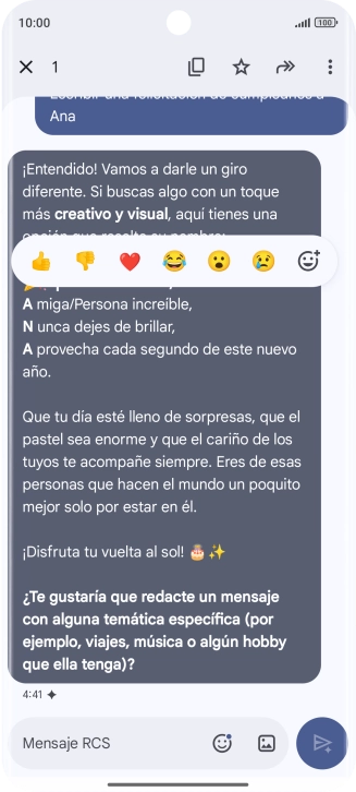 Pulsa la propuesta de texto de Gemini durante unos instantes. Sigue las indicaciones de la pantalla para utilizar el texto propuesto. Pulsa la propuesta de texto de Gemini durante unos instantes. Sigue las indicaciones de la pantalla para utilizar el texto propuesto.
