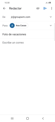 Pulsa en el campo de escritura y escribe el texto del correo electrónico. Pulsa en el campo de escritura y escribe el texto del correo electrónico.