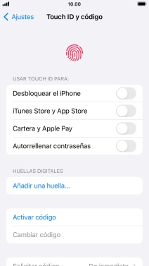 Pulsa Activar código e introduce un código de seguridad de libre elección dos veces seguidas. Pulsa Activar código e introduce un código de seguridad de libre elección dos veces seguidas.
