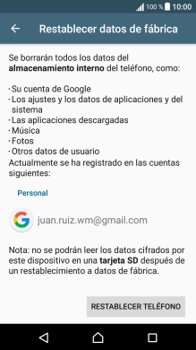 Pulsa RESTABLECER TELÉFONO.
