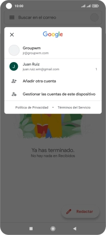 Pulsa la cuenta de correo electrónico deseada. Pulsa la cuenta de correo electrónico deseada.
