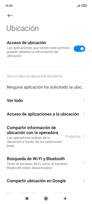 Pulsa Acceso de aplicaciones a la ubicación. Pulsa Acceso de aplicaciones a la ubicación.