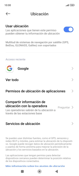 Pulsa Permisos de ubicación de aplicaciones. Pulsa Permisos de ubicación de aplicaciones.