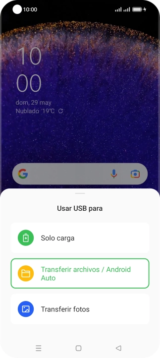Pulsa Transferir archivos / Android Auto. Pulsa Transferir archivos / Android Auto.