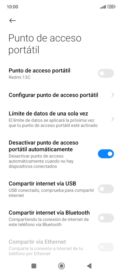 Pulsa Configurar punto de acceso portátil.