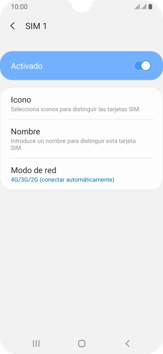 Pulsa el indicador para activar o desactivar el uso de la tarjeta SIM. Pulsa el indicador para activar o desactivar el uso de la tarjeta SIM.